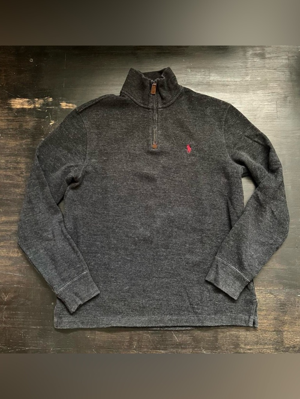 Men’s Polo Ralph Lauren Estate Rib Quarter-Zip Pullover Top Cruise Gray Small